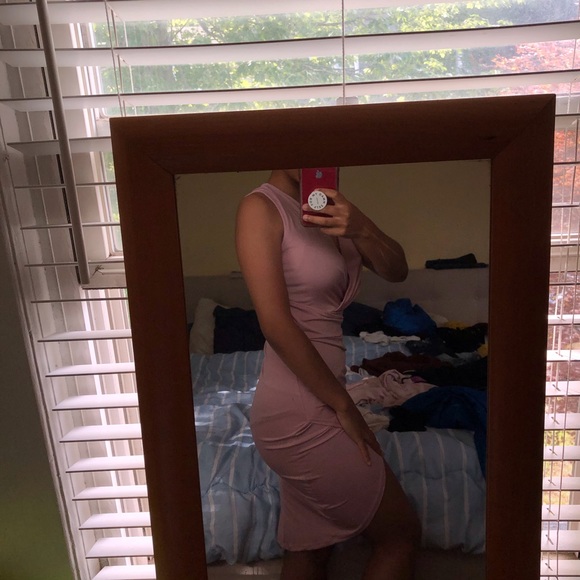 Millennial Pink Wrap Dress - Picture 3 of 3
